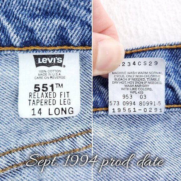 Levi's 551 Jeans Vintage 90s USA High Waist Relaxed Tapered Women 14 Long 32x33 - Picture 3 of 14